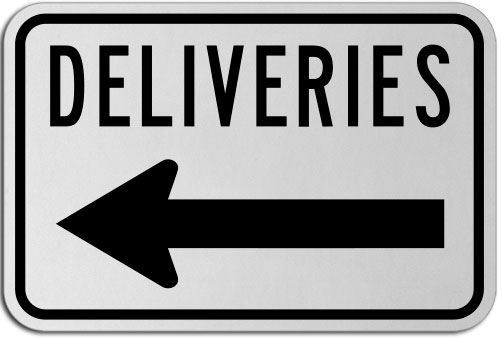 Deliveries (Left Arrow) Sign