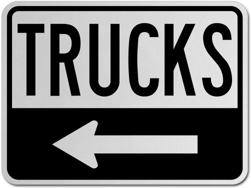Trucks (Left Arrow) Sign