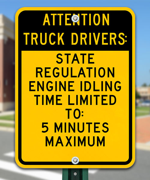Truck Drivers Idle Time 5 Minutes Sign