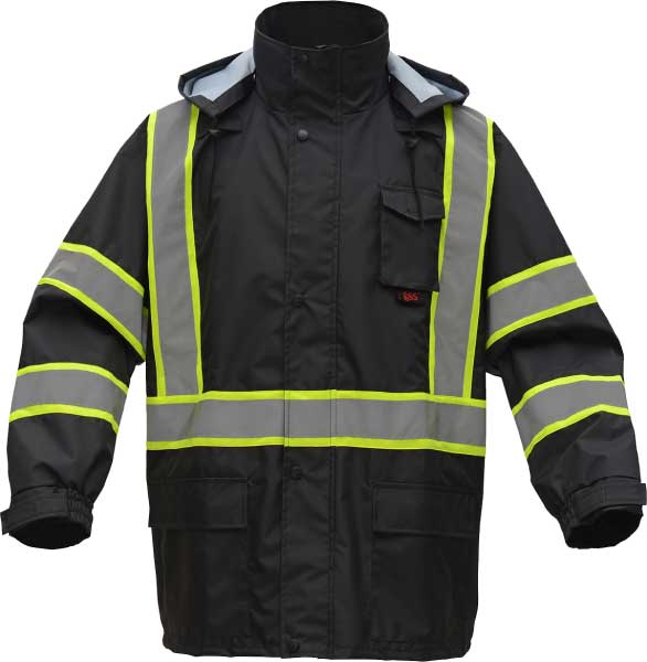 Premium Two Tone Hooded Rain Coat Black Bottom