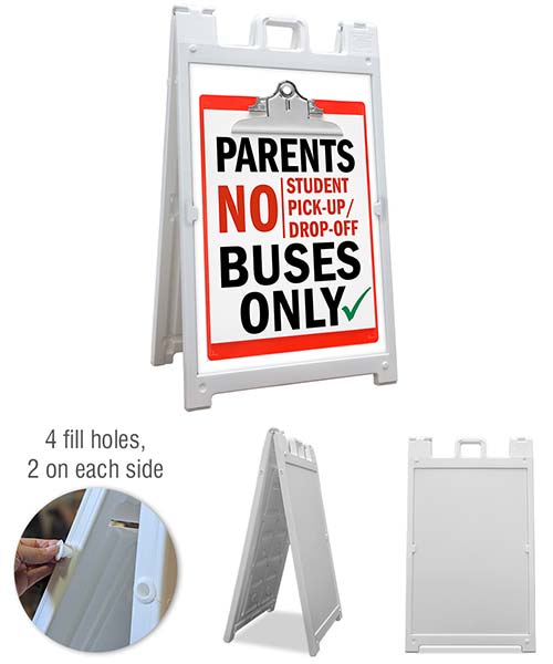 No Student Pick-Up/ Drop-Off Buses Only Floor Stand Sign