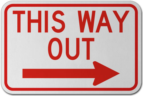 This Way Out (Right Arrow) Sign