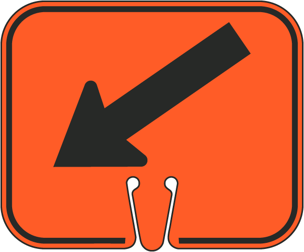 Left Down Arrow Cone Sign