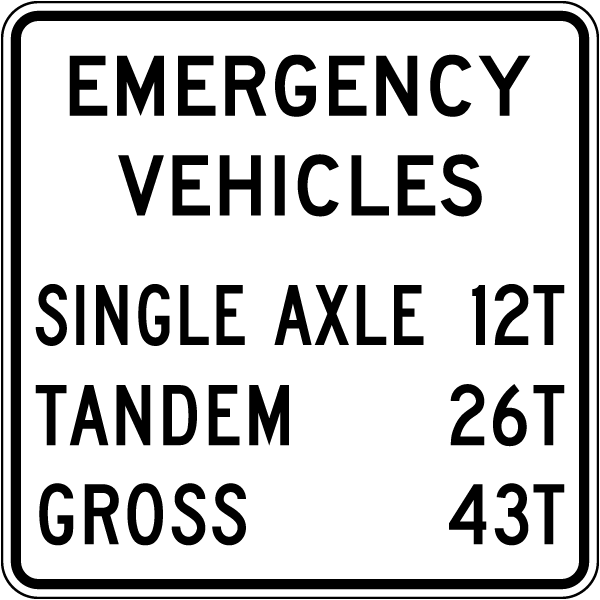 Weight Limit Emergency Vehicles Sign