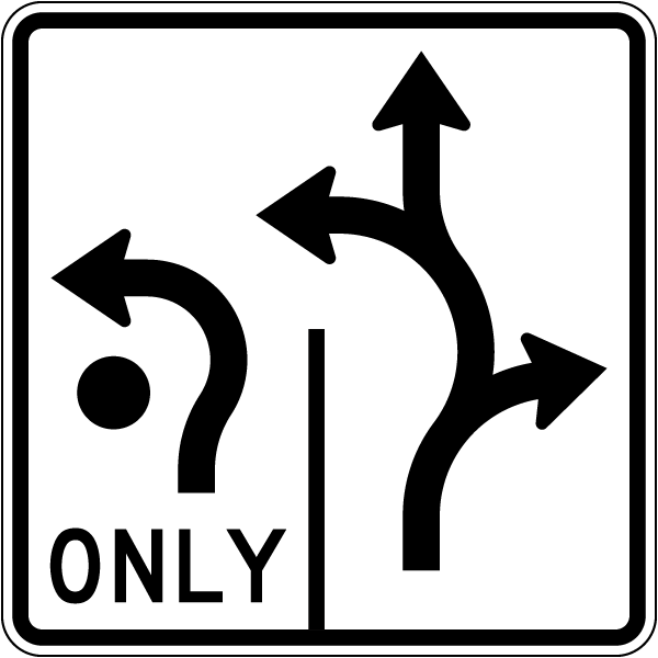 Advance Circular Left Only Lane Control Sign