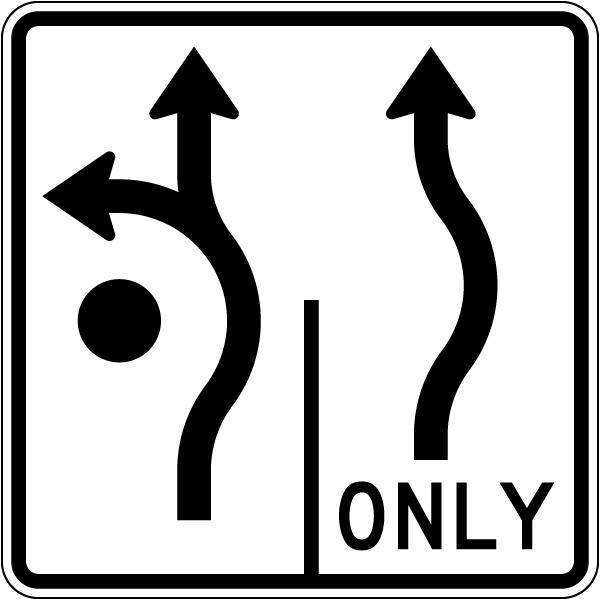 Advance Circular Right Only Lane Control Sign