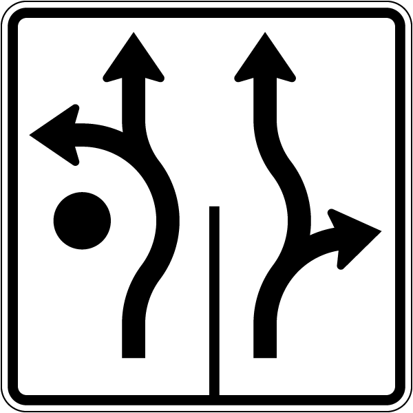 Advance Circular Intersection Lane Control Sign
