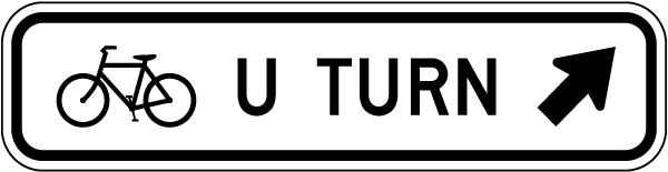 Bicycle U Turn Upper Right Arrow Sign