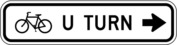 Bicycle U Turn Right Arrow Sign