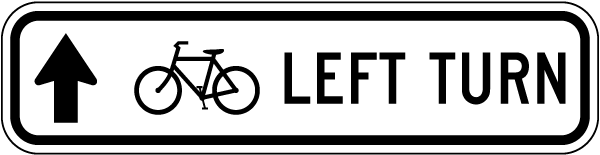 Bicycle Left Turn Arrow Sign