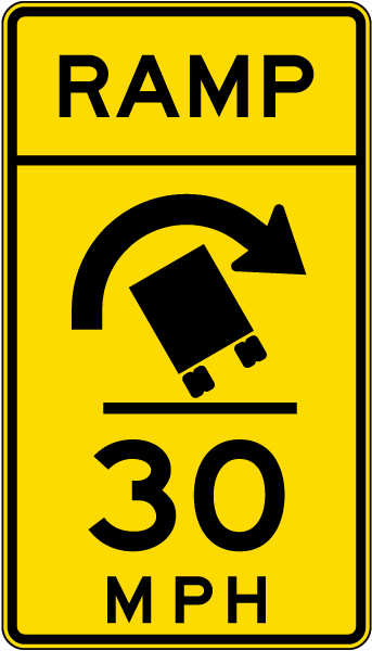 Advisory Truck Ramp Speed 30 Mph Right Sign