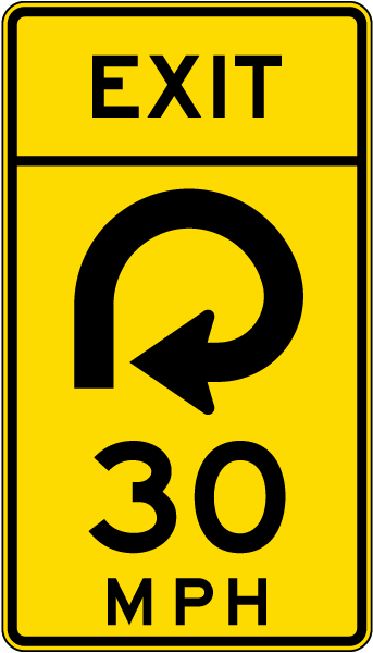 Advisory Exit Speed 30 Mph Reverse Curve Right Sign