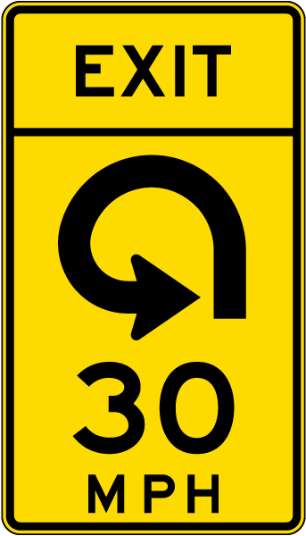 Advisory Exit Speed 30 Mph Reverse Curve Left Sign