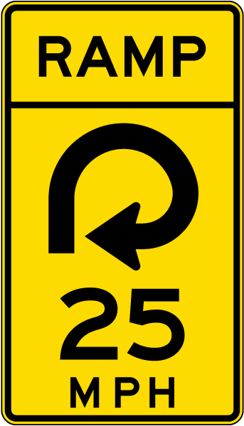 Advisory Ramp Speed 25 Mph Reverse Curve Right Sign