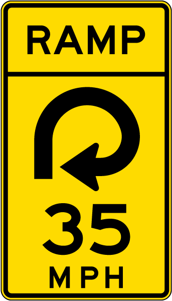 Advisory Ramp Speed 35 Mph Reverse Curve Right Sign