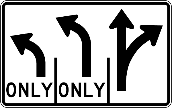 Texas 3 Lane with 2 Only Left Lane Sign