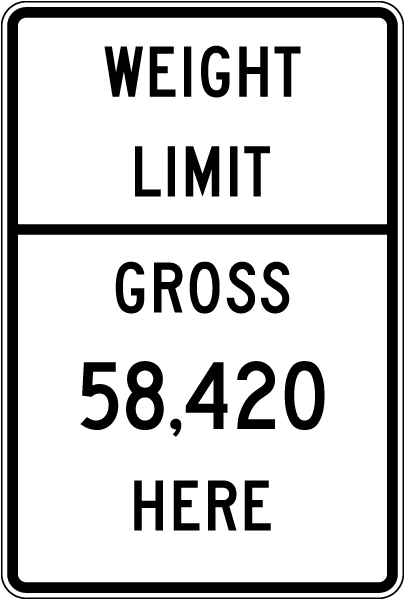 Texas Weight Limit Gross Sign