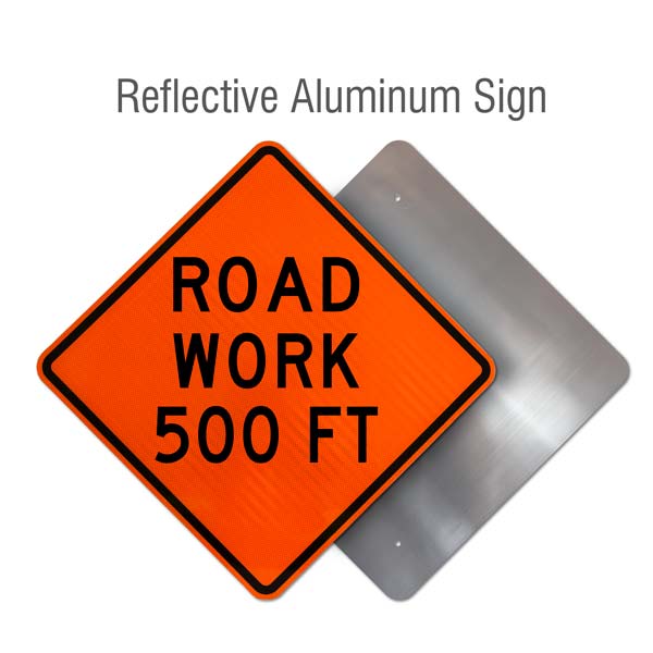 Road Work 500 FT Sign