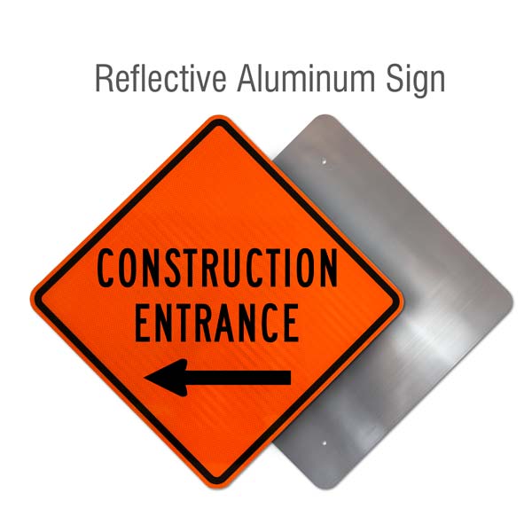Construction Entrance Sign with Left Arrow