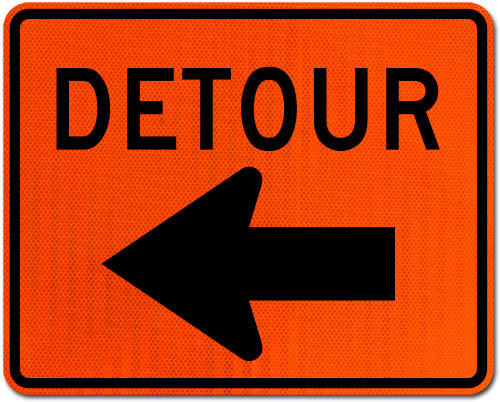 Detour Sign (Left Arrow)