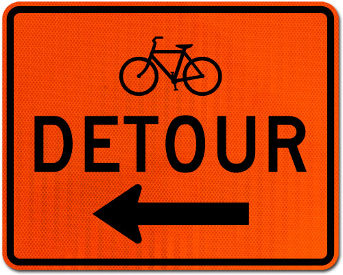 Bike Detour Sign (Left Arrow)