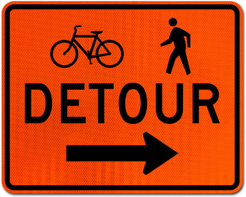 Bike / Pedestrian Detour Sign (Right Arrow)