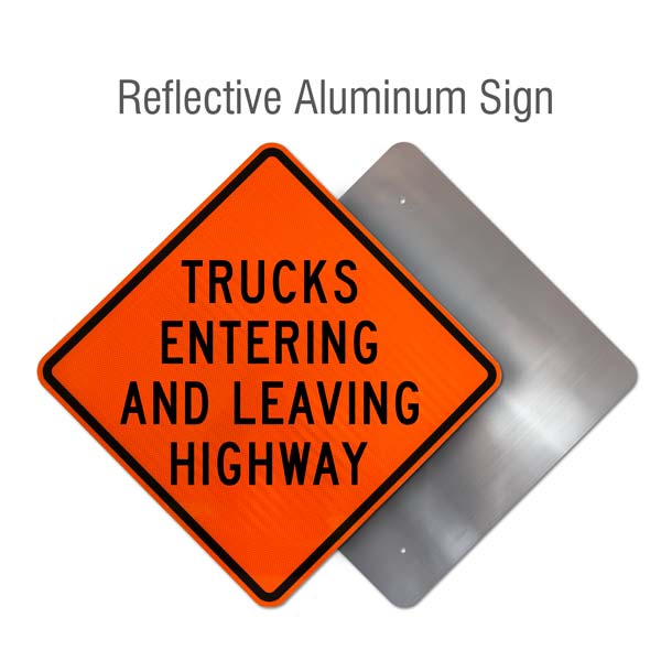Trucks Entering and Leaving Highway Rigid Sign