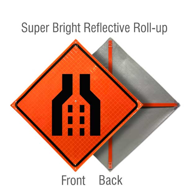 Dual Lane Reduction Roll-Up Sign