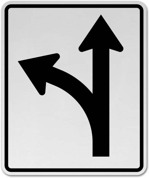 Left and Straight Thru Sign