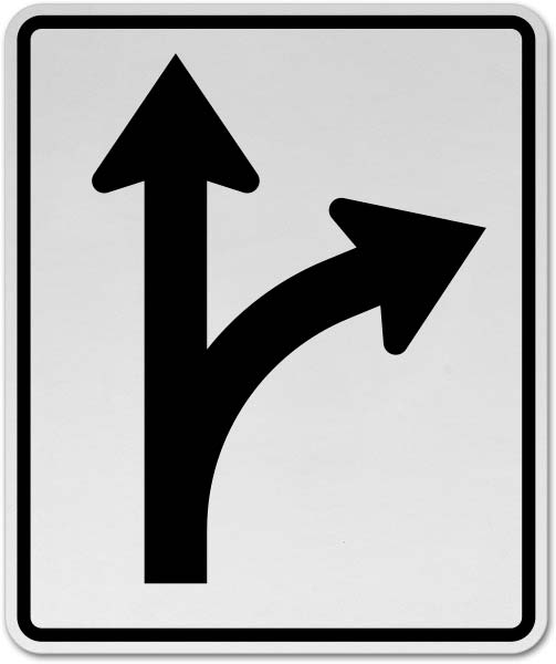 Right and Straight Thru Sign