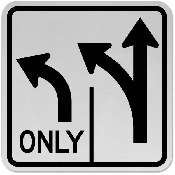 Intersection Lane Control Left and Straight Sign