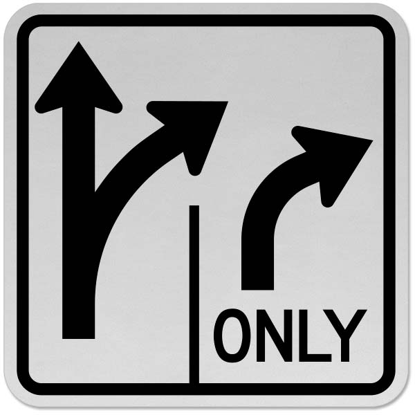 Intersection Lane Control Right and Straight Sign