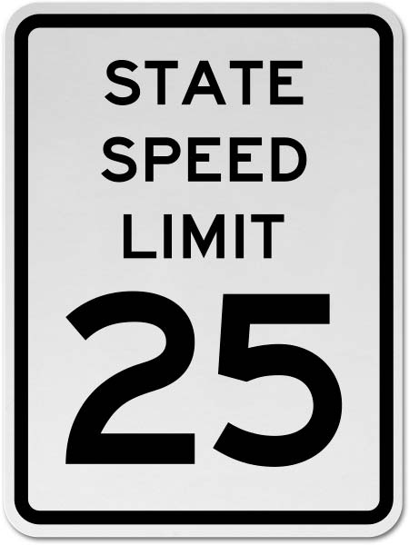 State Speed Limit 25 Sign