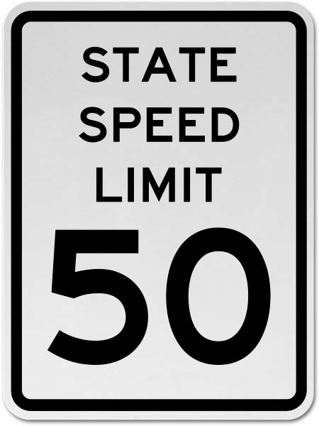 State Speed Limit 50 Sign