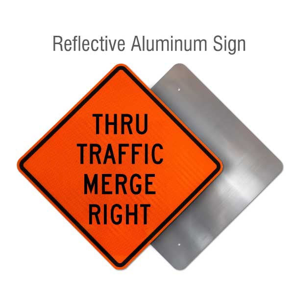 Thru Traffic Merge Right Sign