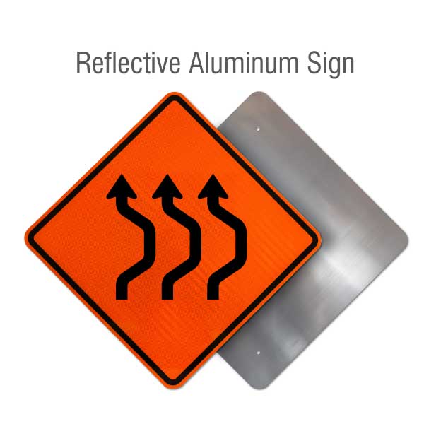 Three Lane Double Reverse Curve Right Sign