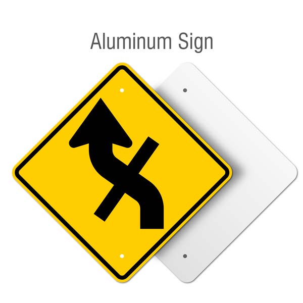 Left Combination Reverse Curve / Cross Road Intersection Sign