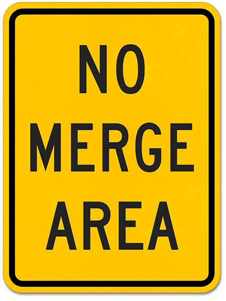 No Merge Area Sign