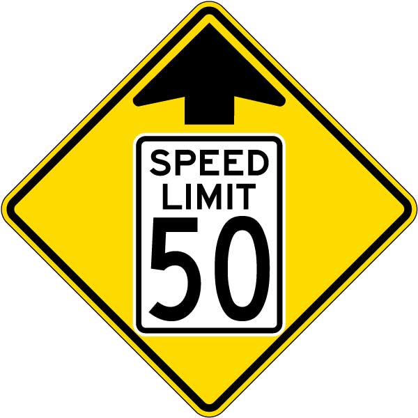 Reduced Speed Limit 50 MPH Sign