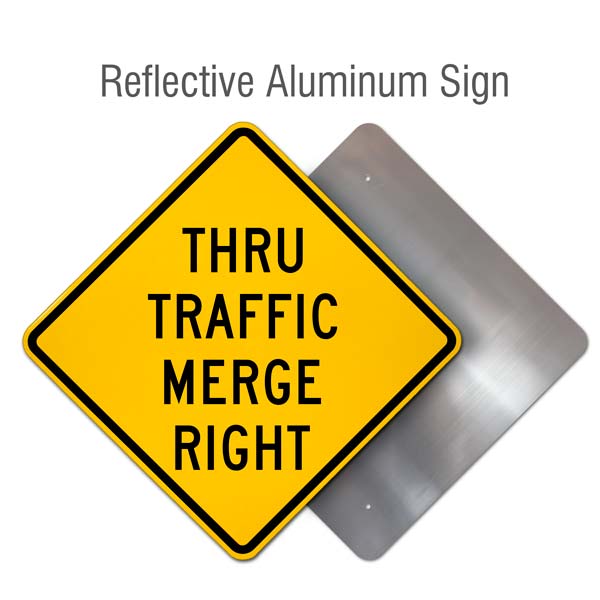 Thru Traffic Merge Right Sign