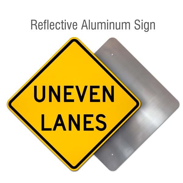 Uneven Lanes Sign