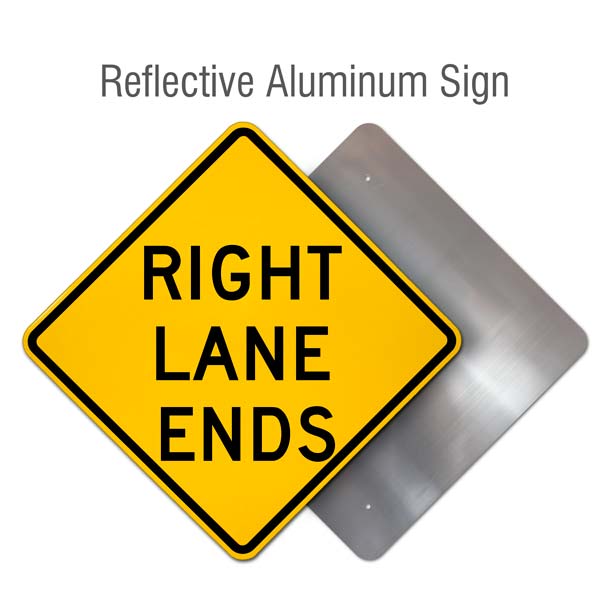 Right Lane Ends Sign