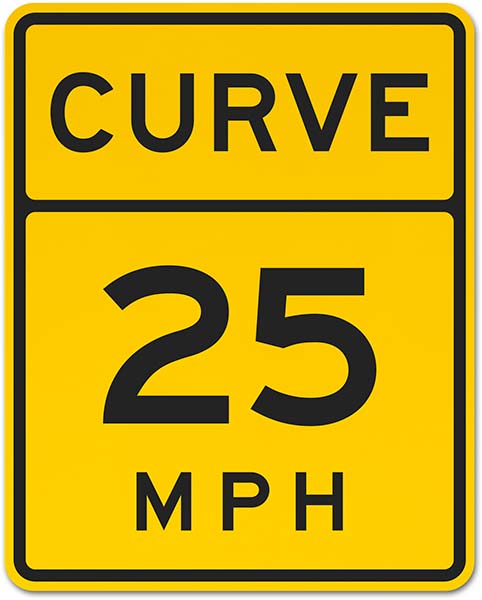 Advisory Curve 25 MPH Sign