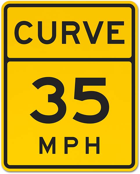 Advisory Curve 35 MPH Sign