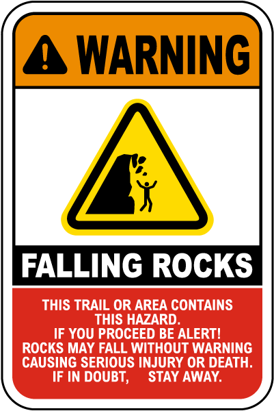 Warning Falling Rocks Area Hazard Sign