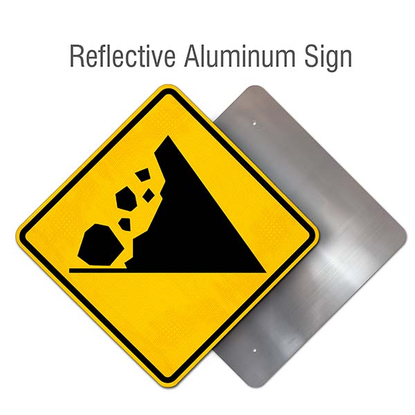 Falling Rocks Symbol (From Right) Sign