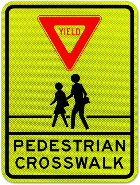 Yield Pedestrian Crosswalk Sign