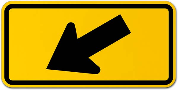 Diagonal Arrow Left Sign
