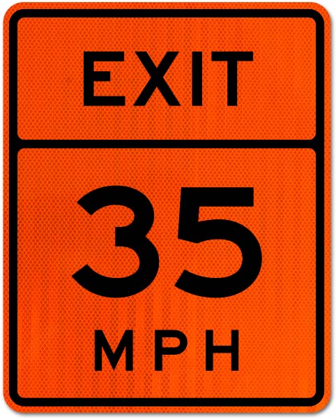 Advisory Exit 35 MPH Sign