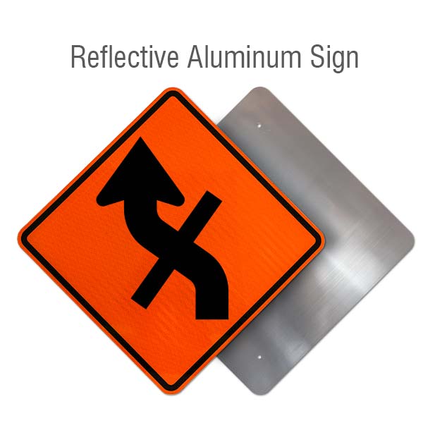 Left Combination Reverse Curve / Cross Road Intersection Sign